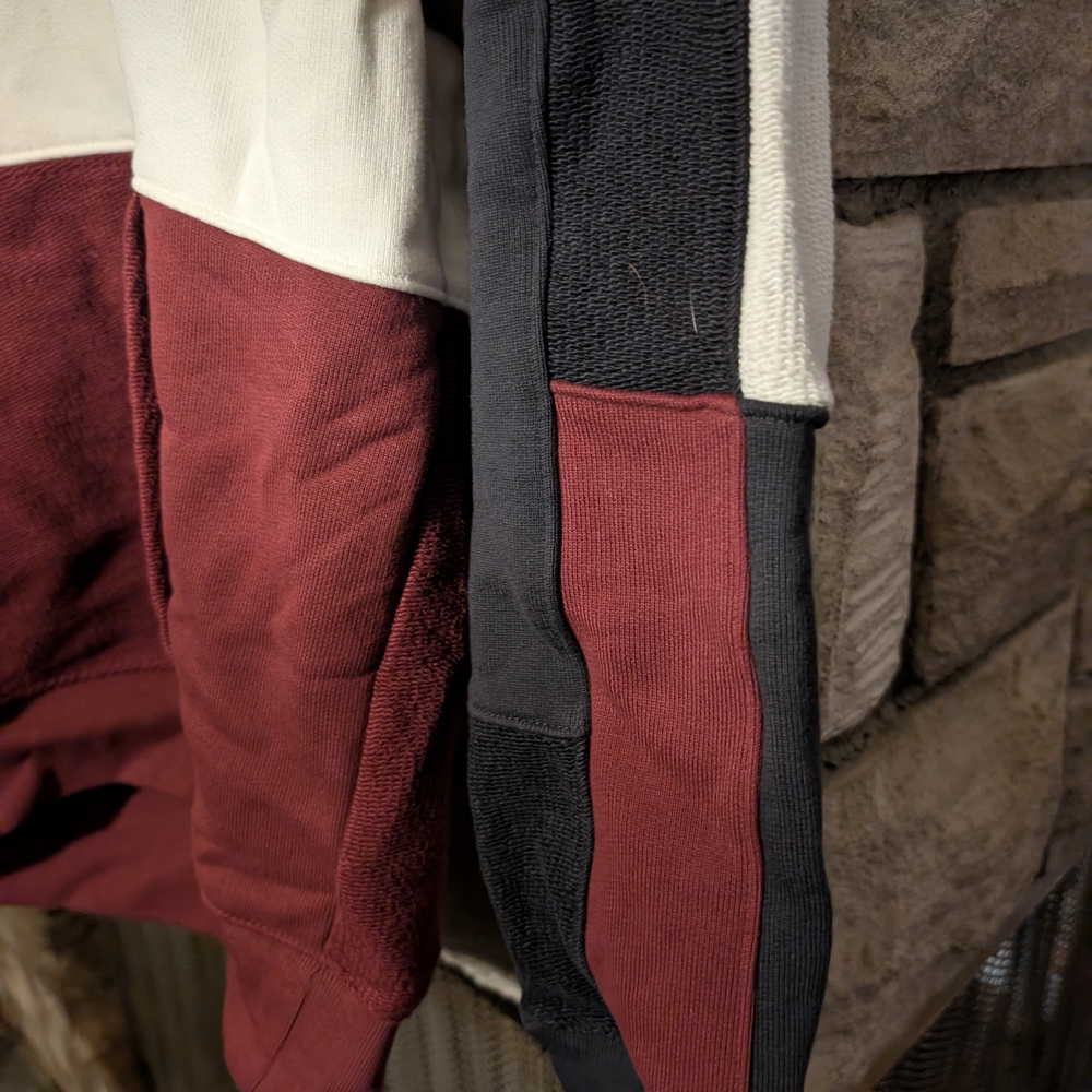 Jordan Nike Flight Color Block Hoodie in White, Burgundy, and Black, Small - Picture 4 of 7